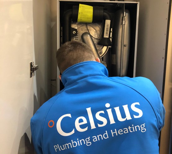 Celsius engineer servicing a boiler