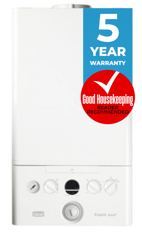 Ideal boiler with 5-year warranty.
