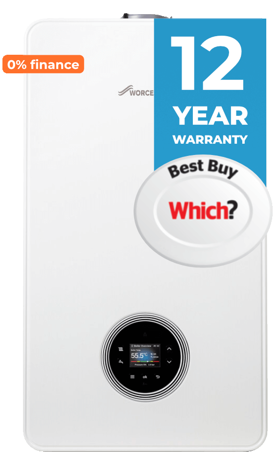 Worcester boiler with 12-year warranty.