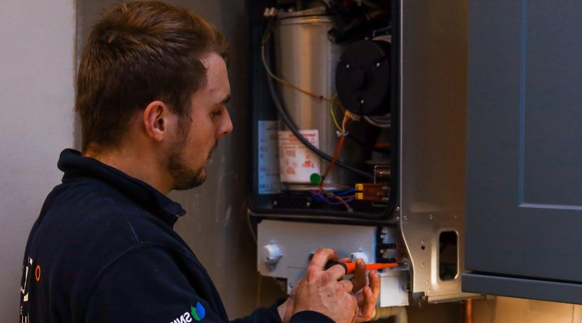 Celsius heating engineer undertaking a Boiler Service in Edinburgh.