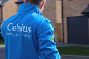 Celsius heating engineer arriving at a boiler service in Edinburgh.