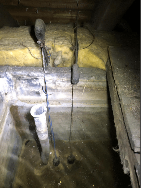 Lead water tank in Edinburgh home found during a Legionella Risk Assessment.