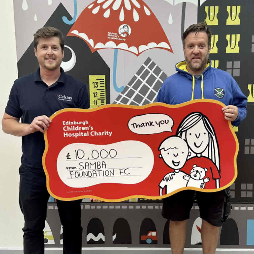 £10,000 raised for Edinburgh Sick Kids hospital at charity football match.