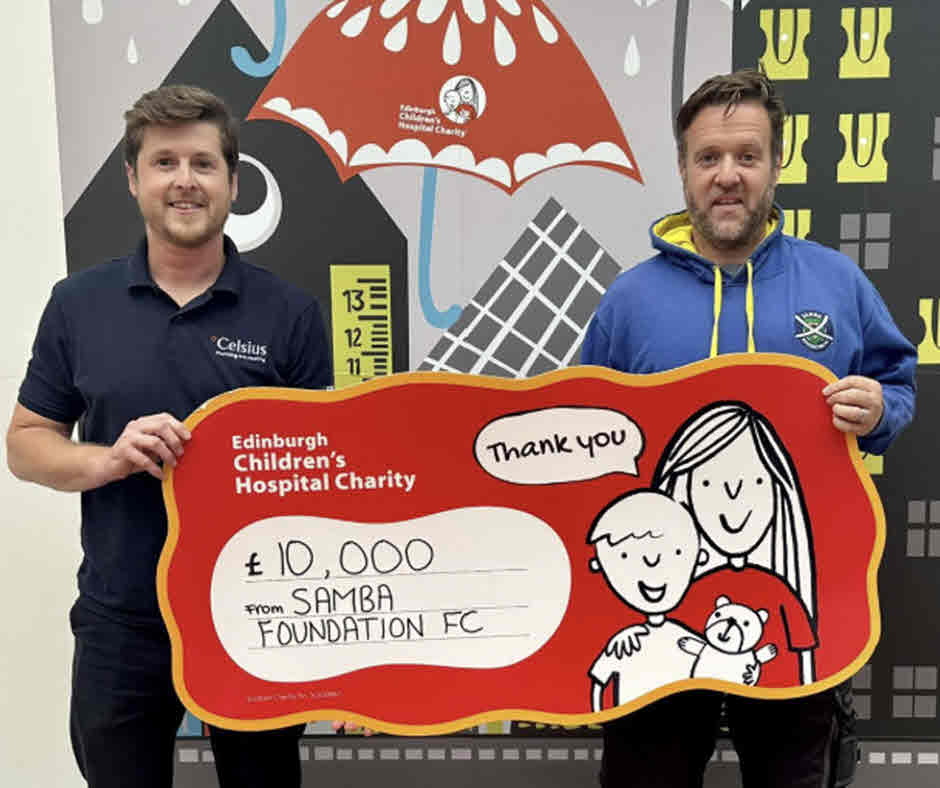 £10,000 raised for Edinburgh Sick Kids hospital at charity football match.
